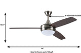 Harbor Breeze Beach Creek 44-in Brushed Nickel Integrated LED Indoor Ceiling Fan with Light & Remote, 3-Blade