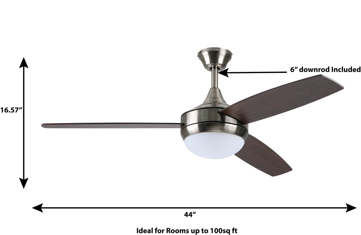 Harbor Breeze Beach Creek 44-in Brushed Nickel LED Indoor Ceiling Fan with Remote (3-Blade)