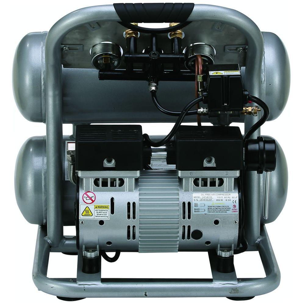4610S Ultra Quiet and Oil-Free 1.0 HP, 4.6 Gal. Steel Twin Tank Electric Portable Air Compressor - Super Arbor