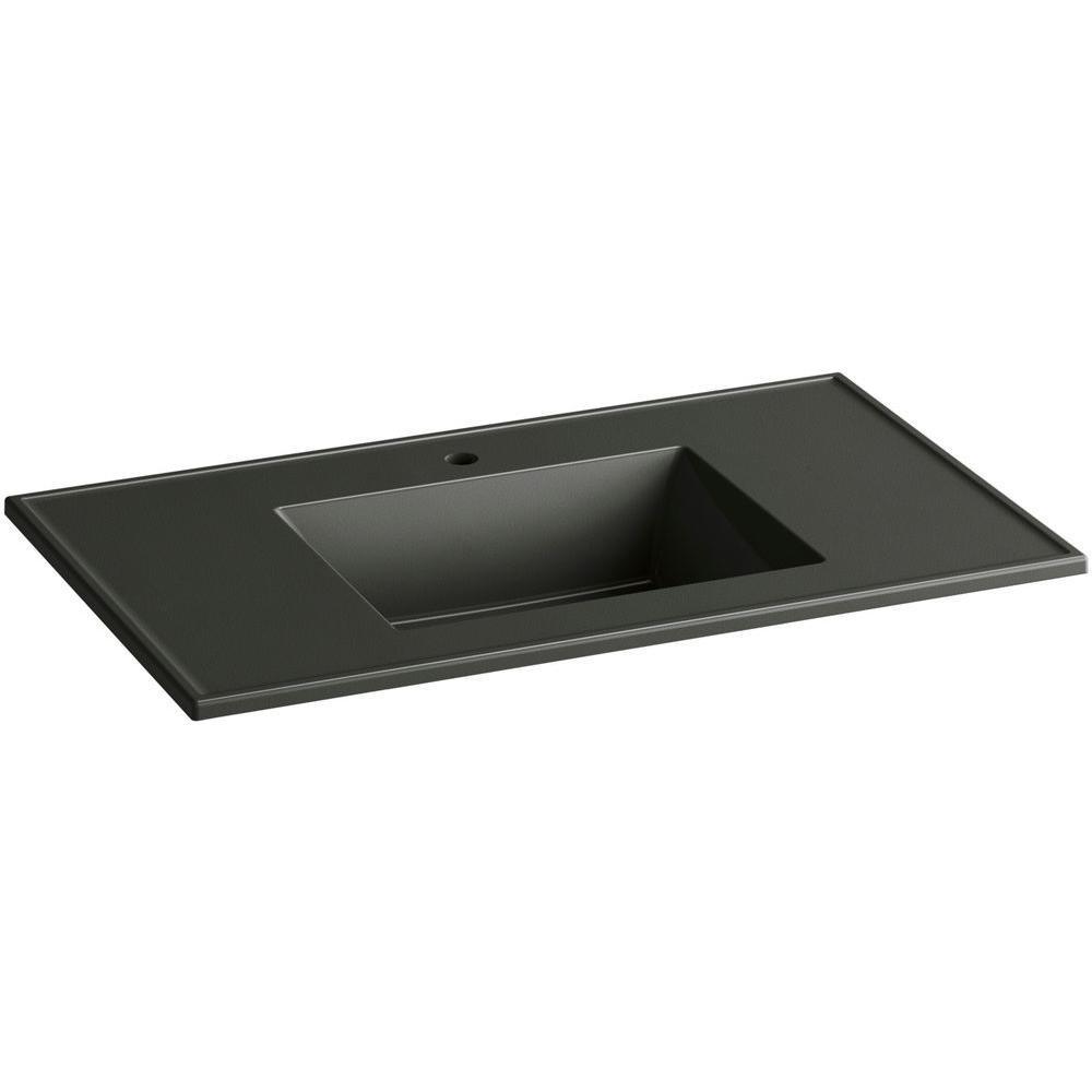 Ceramic/Impressions 37 in. Vitreous China Vanity Top with Basin in White Impressions - Super Arbor