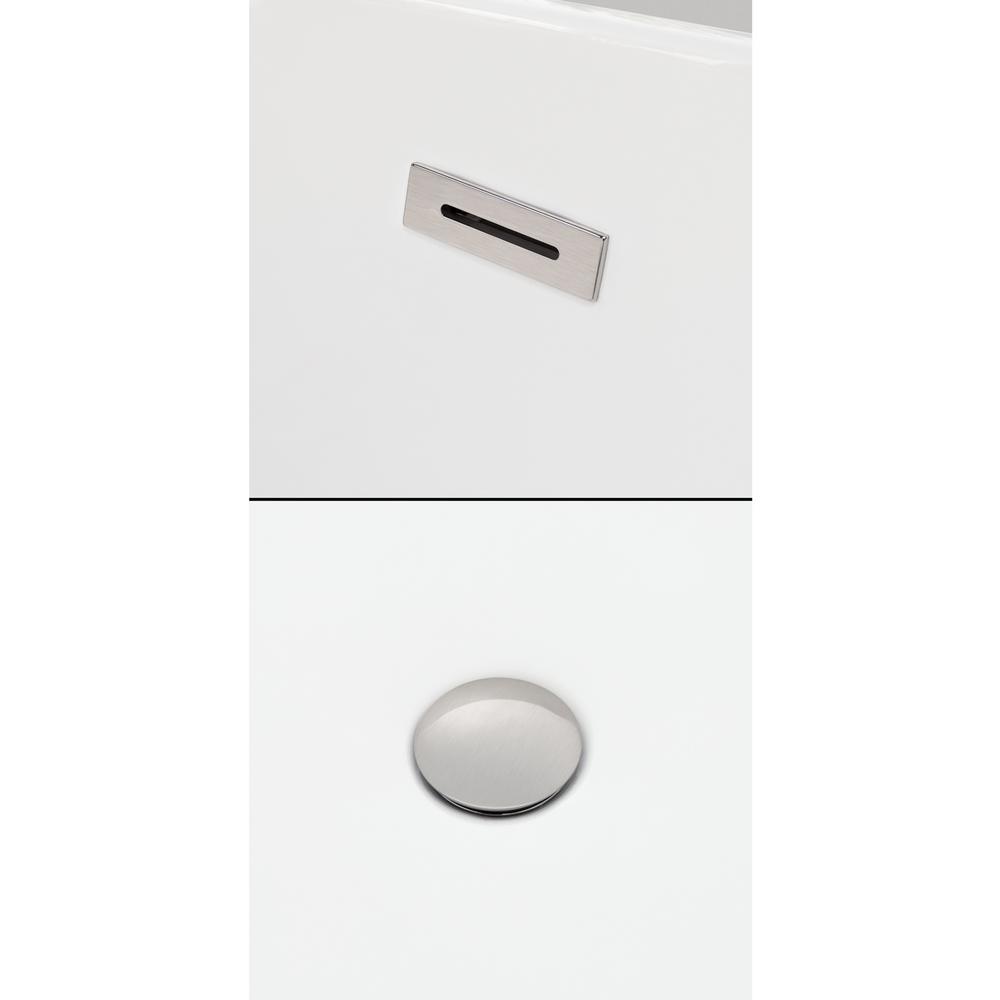 Soho 59.75 in. Acrylic Flatbottom Center Drain Soaking Tub in White with Floor Mounted Faucet in Brushed Nickel - Super Arbor