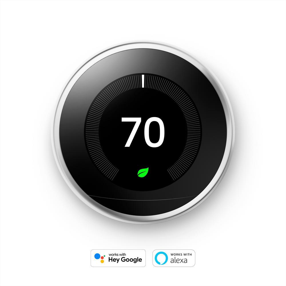 Nest Learning Thermostat 3rd Gen in Polished Steel - Super Arbor