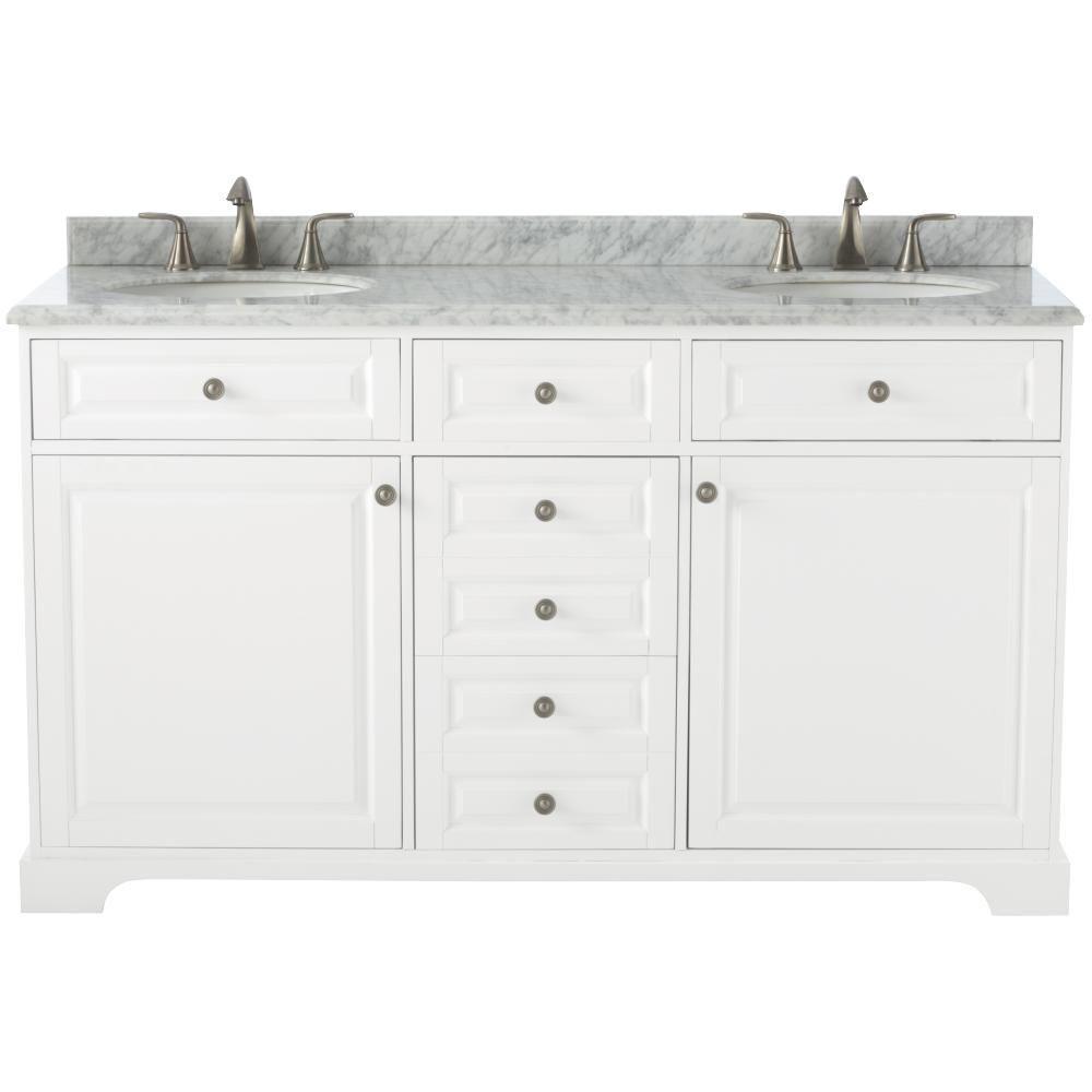 Highclere 72 in. W x 22 in. D Double Bath Vanity in Cocoa with Natural Carrara Marble Vanity Top in White - Super Arbor