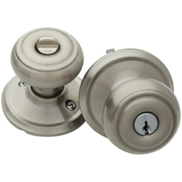 Georgian Satin Nickel Keyed Entry Door Knob - Super Arbor