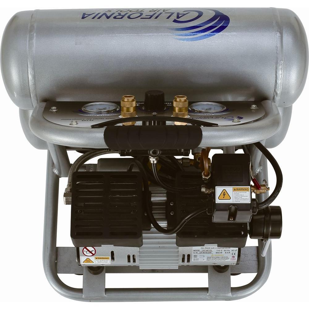 4610S Ultra Quiet and Oil-Free 1.0 HP, 4.6 Gal. Steel Twin Tank Electric Portable Air Compressor - Super Arbor