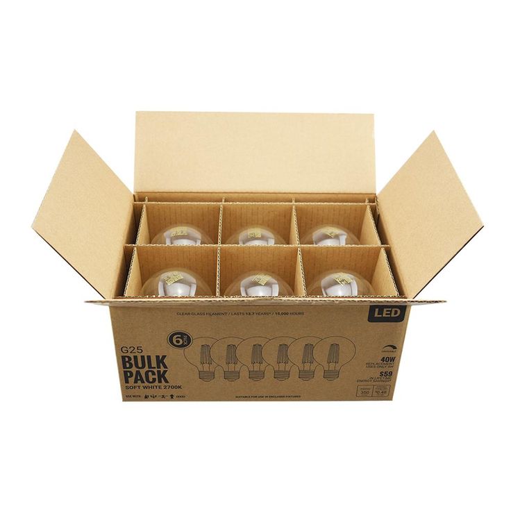 40-Watt Equivalent G25 Globe Vanity Clear Glass Vintage Edison Filament Dimmable LED Light Bulb Soft White (6-Pack)