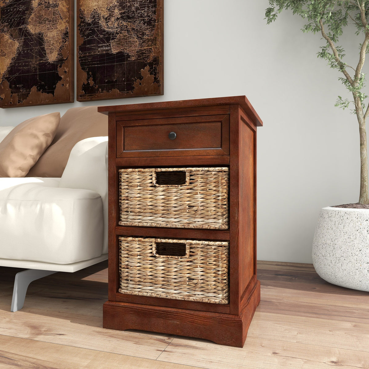 Grayson Lane Brown Matte Fir 1-Drawer Accent Chest