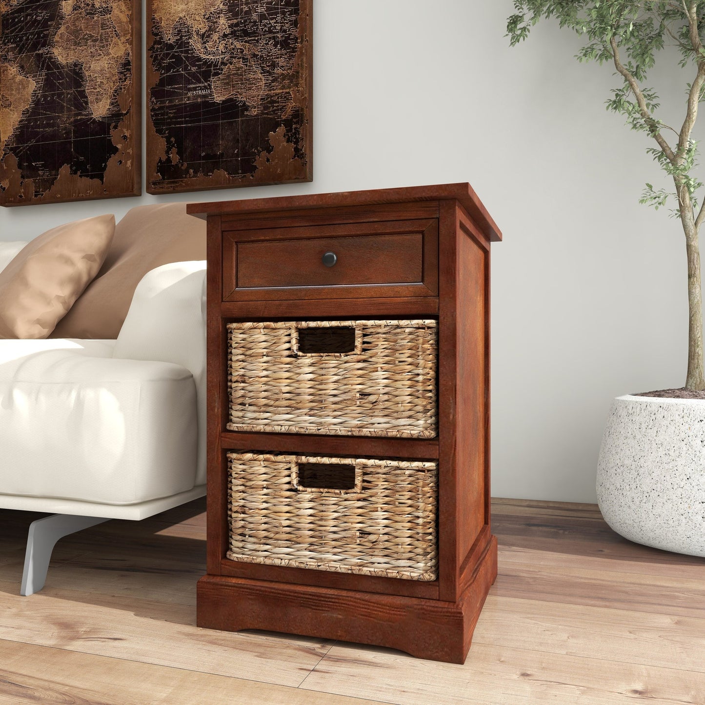 Grayson Lane Brown Matte Fir 1-Drawer Accent Chest