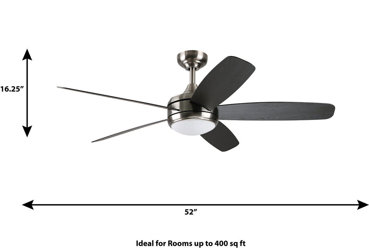 Harbor Breeze Monarch 52-in Brushed Nickel Integrated LED Indoor/Outdoor Ceiling Fan with Remote, 5-Blade