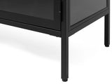 Black Contemporary/Modern Stainless Steel Media Cabinet