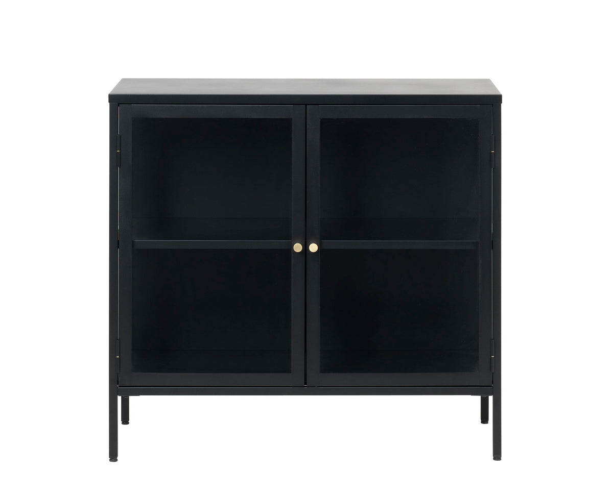 Black Contemporary/Modern Stainless Steel Media Cabinet