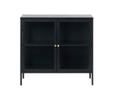 Black Contemporary/Modern Stainless Steel Media Cabinet