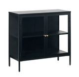 Black Contemporary/Modern Stainless Steel Media Cabinet
