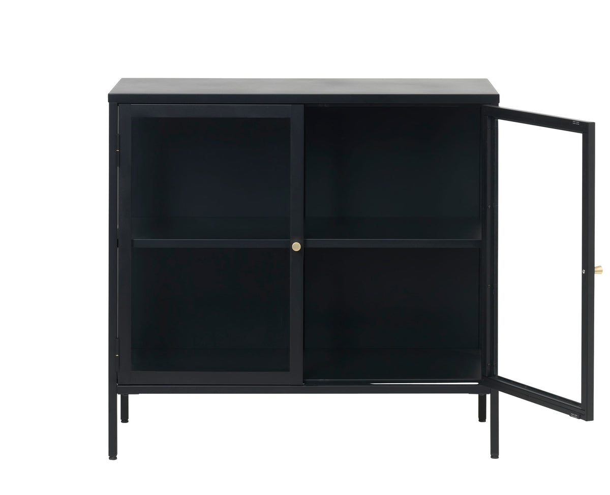 Black Contemporary/Modern Stainless Steel Media Cabinet
