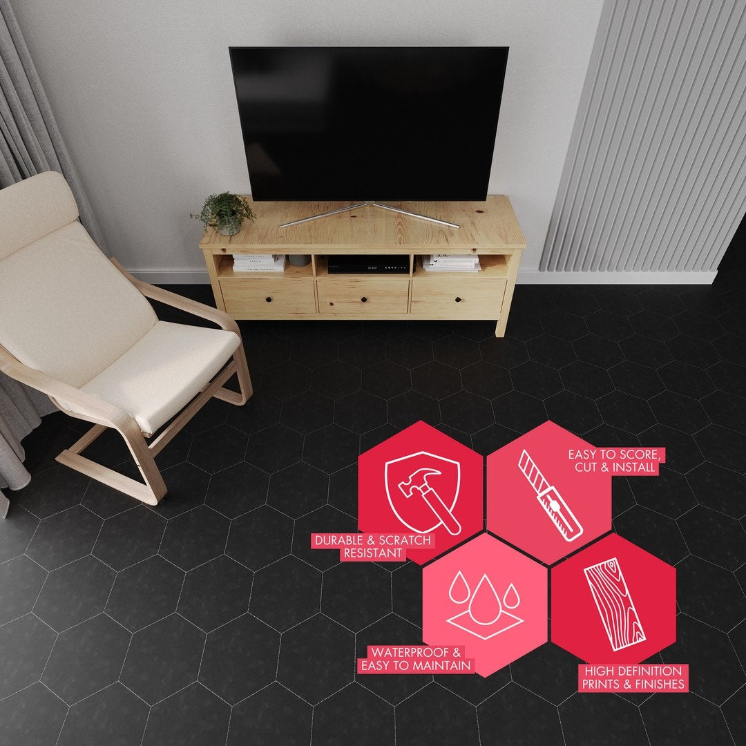 Lucida USA Dark Gray Solid 12-mil x 6-in W x 6-in L Waterproof Peel and Stick Vinyl Tile Flooring (21.5-sq ft/ Carton)
