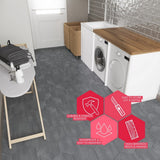 Lucida USA Gray Stone Look 12-mil x 6-in W x 6-in L Waterproof Peel and Stick Vinyl Tile Flooring (0.6-sq ft/ Piece)