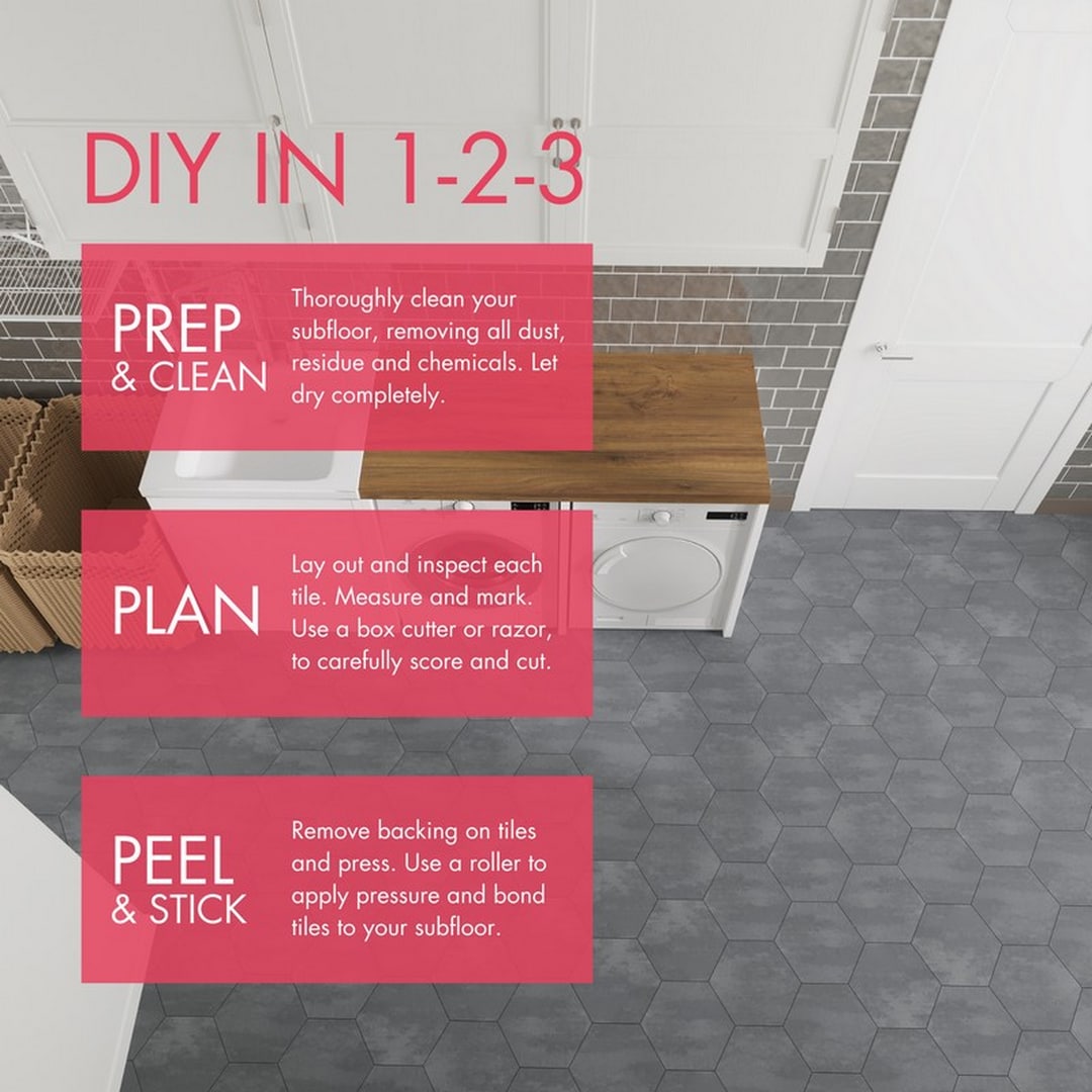 Lucida USA Gray Stone Look 12-mil x 6-in W x 6-in L Waterproof Peel and Stick Vinyl Tile Flooring (0.6-sq ft/ Piece)