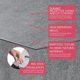 Lucida USA Gray Stone Look 12-mil x 6-in W x 6-in L Waterproof Peel and Stick Vinyl Tile Flooring (0.6-sq ft/ Piece)