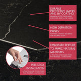 Lucida USA Black Marble Look 12-mil x 6-in W x 6-in L Waterproof Peel and Stick Vinyl Tile Flooring (0.6-sq ft/ Piece)