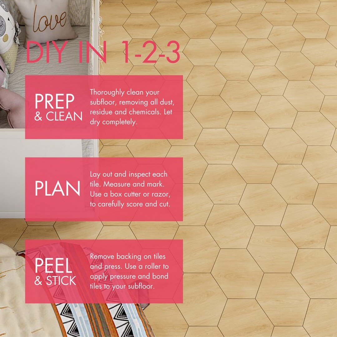 Lucida USA Pine Brown Wood Look 12-mil x 6-in W x 6-in L Waterproof Peel and Stick Vinyl Tile Flooring (21.5-sq ft/ Carton)