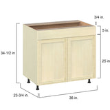 Project Source Omaha Unfinished 36-in W x 34.5-in H x 24.5-in D Unfinished Poplar Sink Base Ready To Assemble Cabinet (Recessed Panel Shaker Style)