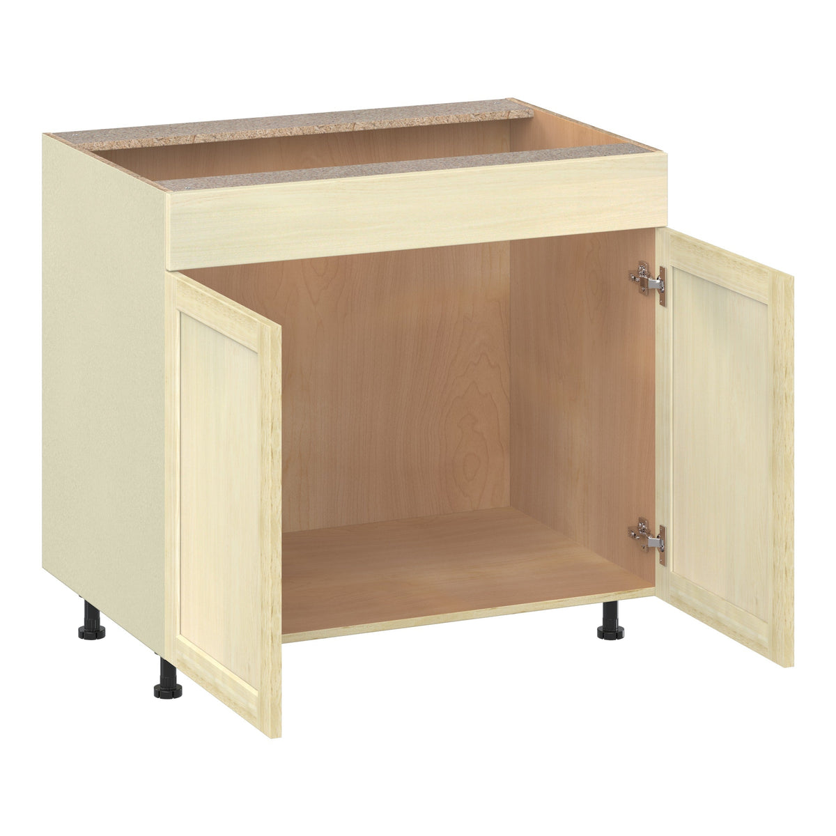 Project Source Omaha Unfinished 36-in W x 34.5-in H x 24.5-in D Unfinished Poplar Sink Base Ready To Assemble Cabinet (Recessed Panel Shaker Style)