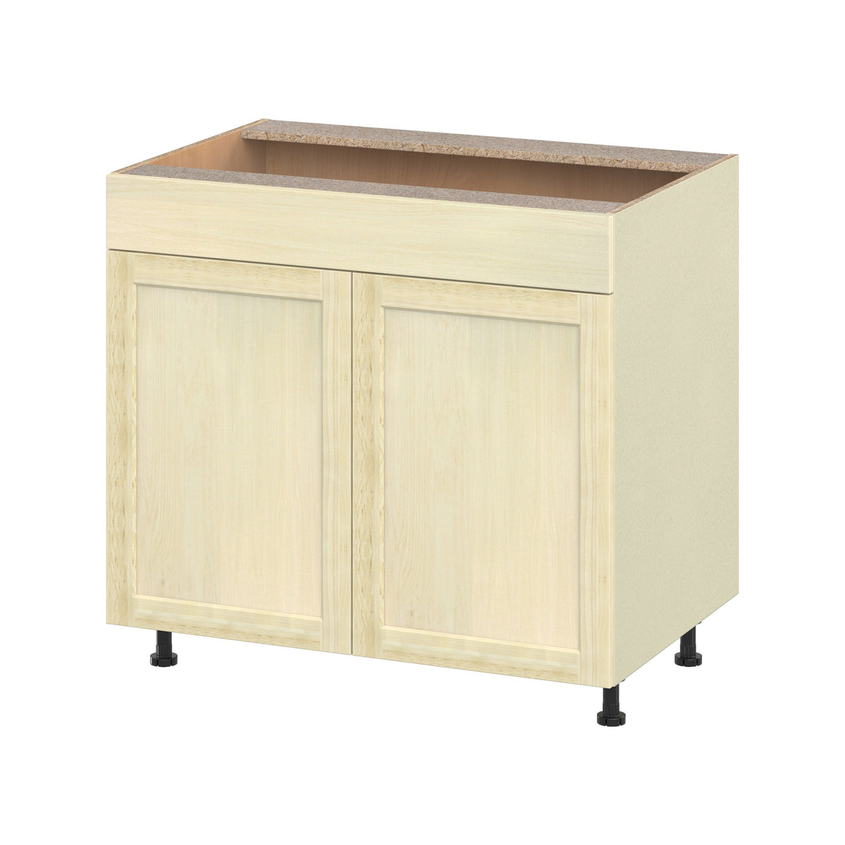 Project Source Omaha Unfinished 36-in W x 34.5-in H x 24.5-in D Unfinished Poplar Sink Base Ready To Assemble Cabinet (Recessed Panel Shaker Style)