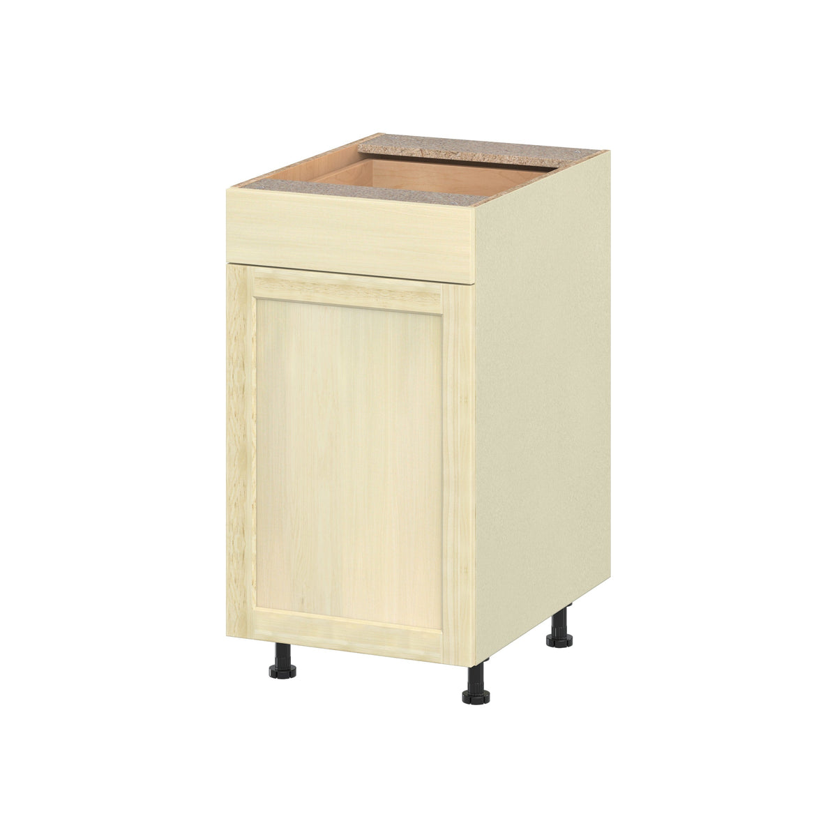 Project Source Omaha Unfinished 18-in W x 34.5-in H x 24.5-in D Unfinished Poplar 1-Drawer Base Ready To Assemble Cabinet (Recessed Panel Shaker Style)
