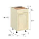 Project Source Omaha Unfinished 18-in W x 34.5-in H x 24.5-in D Unfinished Poplar 1-Drawer Base Ready To Assemble Cabinet (Recessed Panel Shaker Style)