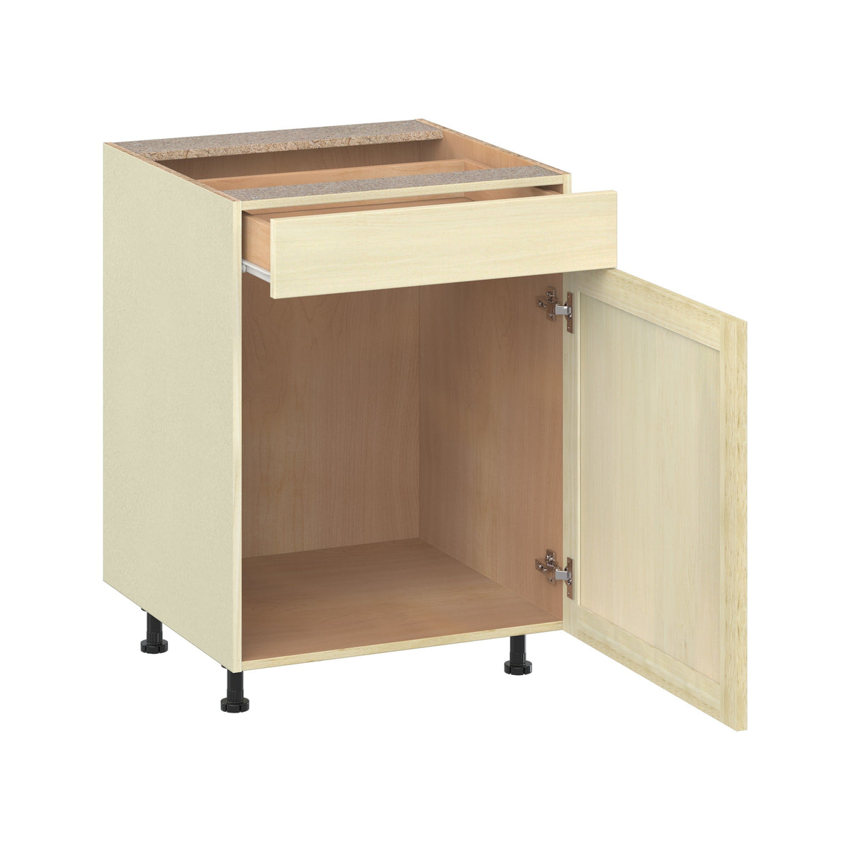 Project Source Omaha Unfinished 24-in W x 34.5-in H x 24.5-in D Unfinished Poplar 1-Drawer Base Ready To Assemble Cabinet (Recessed Panel Shaker Style)