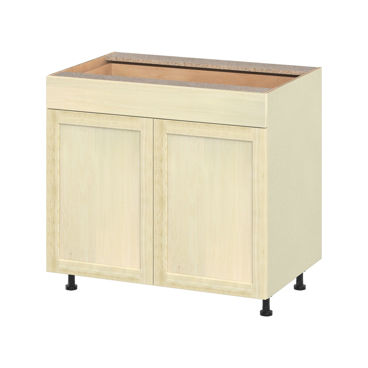 Project Source Omaha Unfinished 36-in W x 34.5-in H x 24.5-in D Unfinished Poplar 1-Drawer Base Ready To Assemble Cabinet (Recessed Panel Shaker Style)