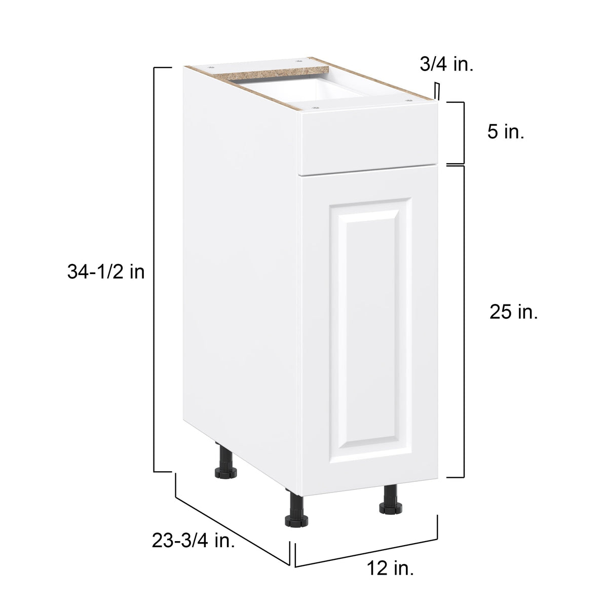 Project Source Cheyenne White 12-in W x 34.5-in H x 24.56-in D White 1-Drawer Base Ready To Assemble Cabinet (Raised Panel Square Style)