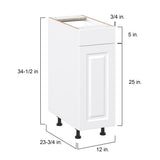 Project Source Cheyenne White 12-in W x 34.5-in H x 24.56-in D White 1-Drawer Base Ready To Assemble Cabinet (Raised Panel Square Style)