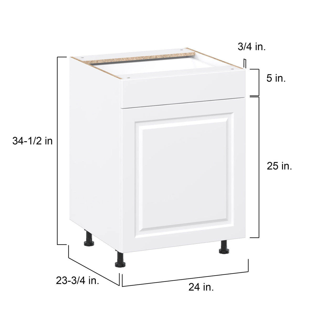 Project Source Cheyenne White 24-in W x 34.5-in H x 24.56-in D White 1-Drawer Base Ready To Assemble Cabinet (Raised Panel Square Style)