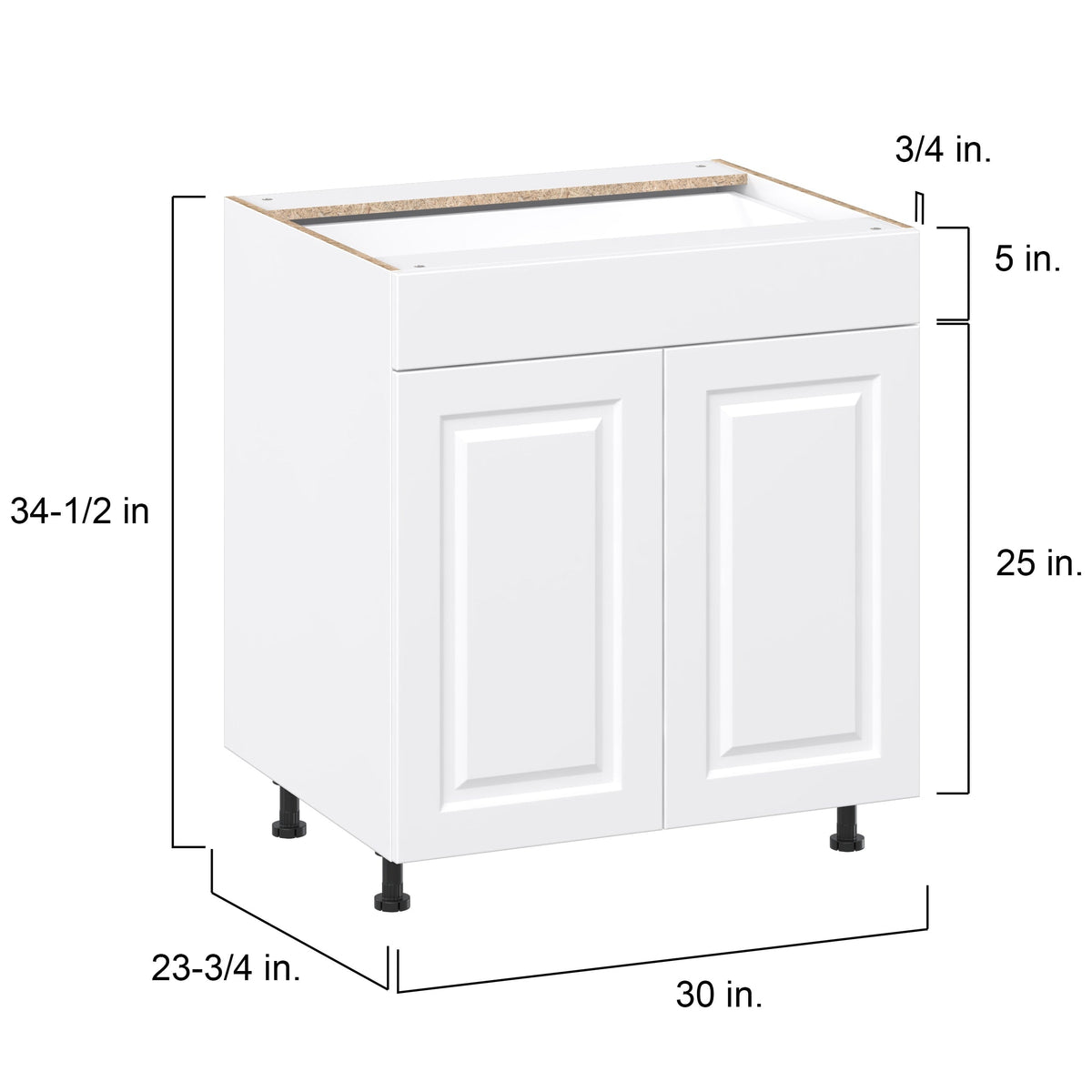 Project Source Cheyenne White 30-in W x 34.5-in H x 24.56-in D White 1-Drawer Base Ready To Assemble Cabinet (Raised Panel Square Style)
