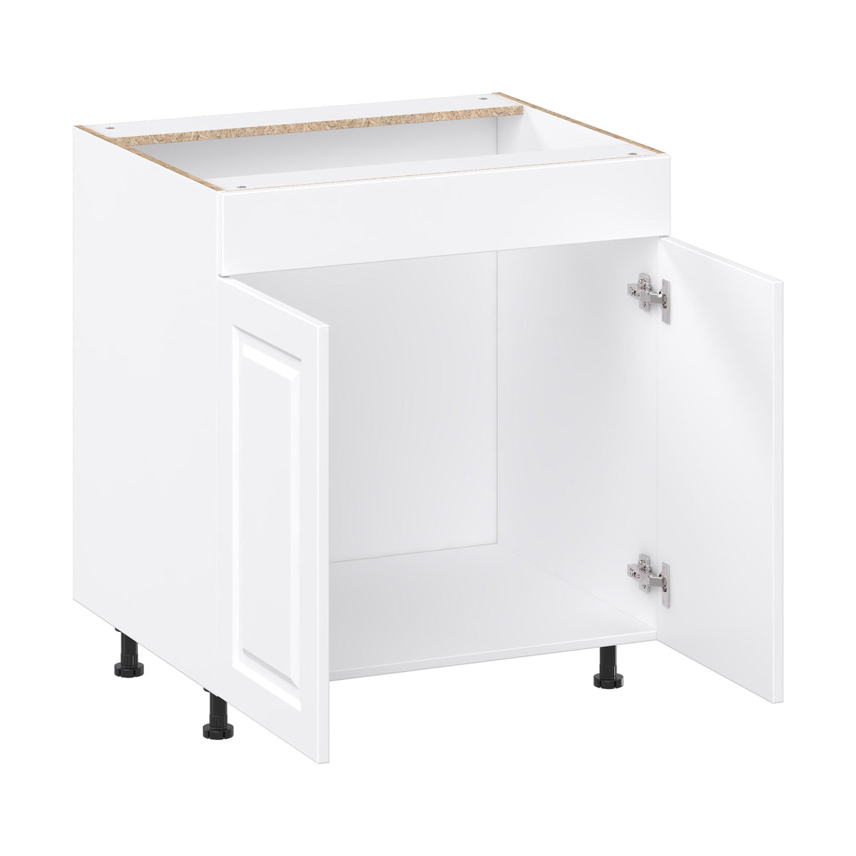 Project Source Cheyenne White 30-in W x 34.5-in H x 24.56-in D White Sink Base Ready To Assemble Cabinet (Raised Panel Square Style)