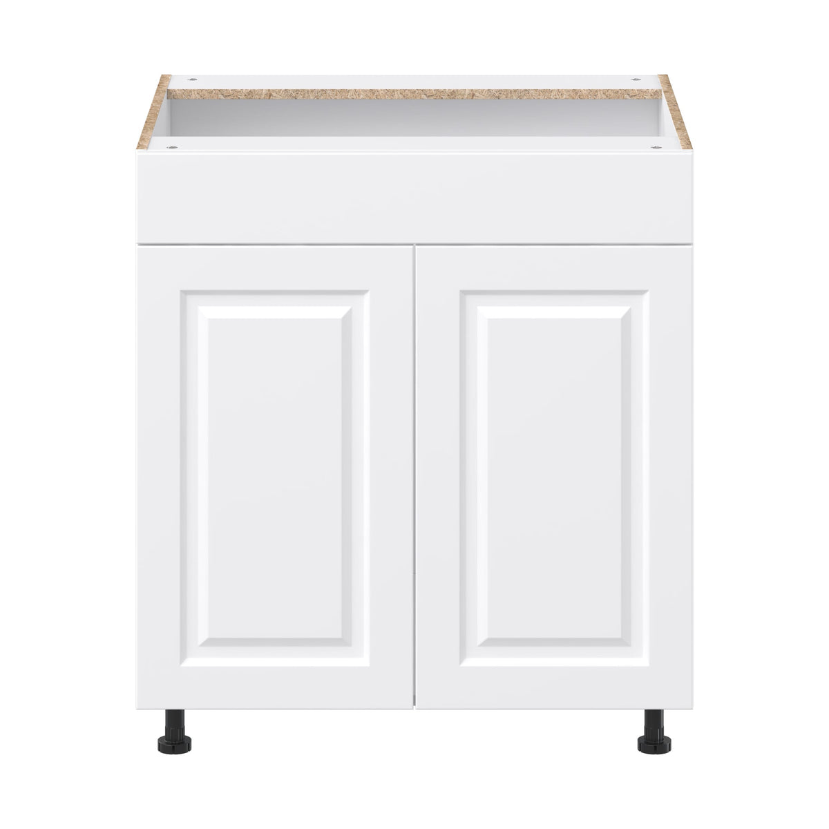 Project Source Cheyenne White 30-in W x 34.5-in H x 24.56-in D White Sink Base Ready To Assemble Cabinet (Raised Panel Square Style)