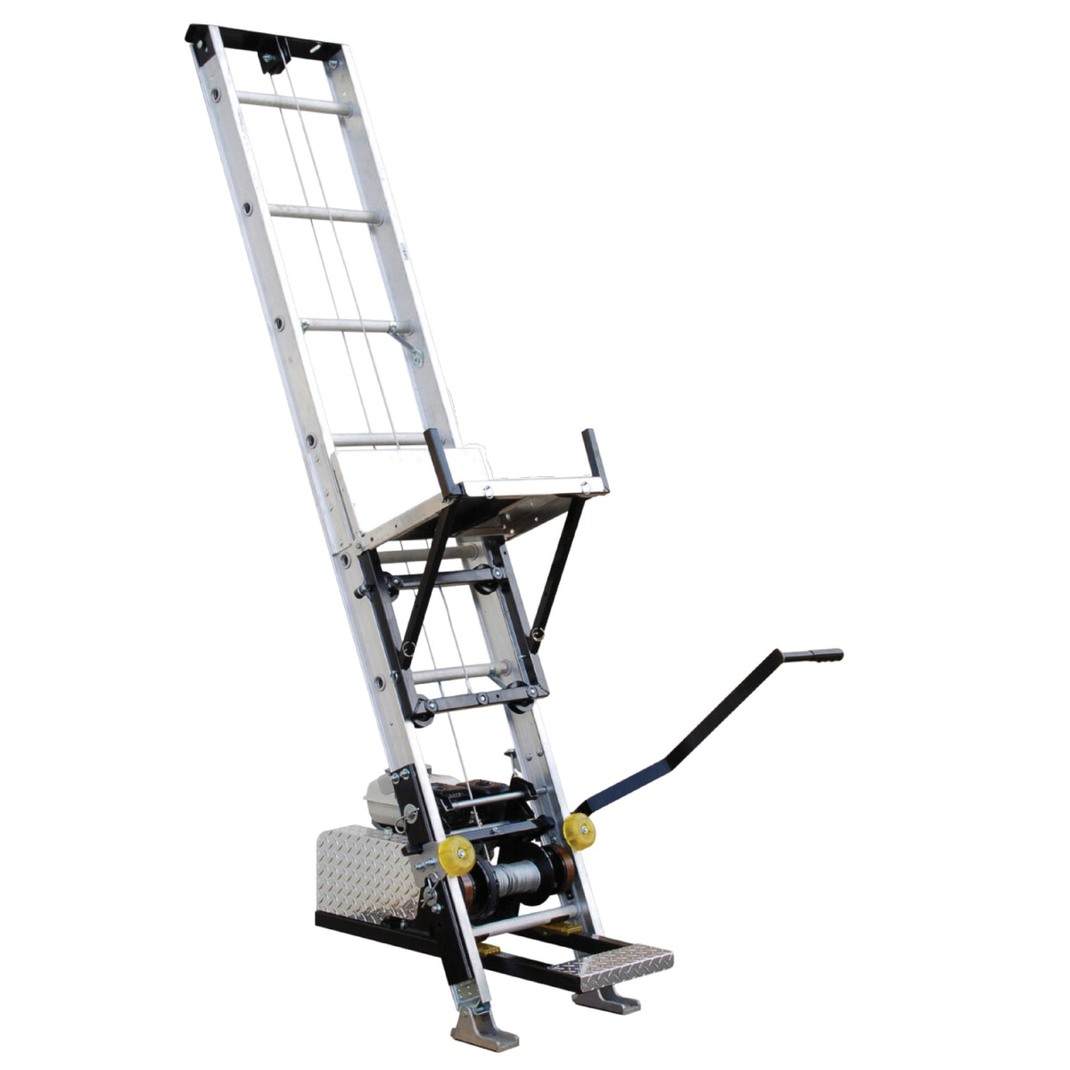 Tie Down TranzPorter TP250 Roofing Platform Ladder Hoist with Lifan Engine, 28–44 ft Reach, 250 lb Capacity