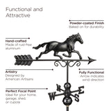 Good Directions Manchester 30-in x 64-in White Vinyl Cupola with Black Aluminum Roof and Black Horse Weathervane
