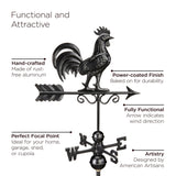 Good Directions Manchester 18-in x 49-in White Vinyl Cupola with Black Aluminum Roof and Black Rooster Weathervane
