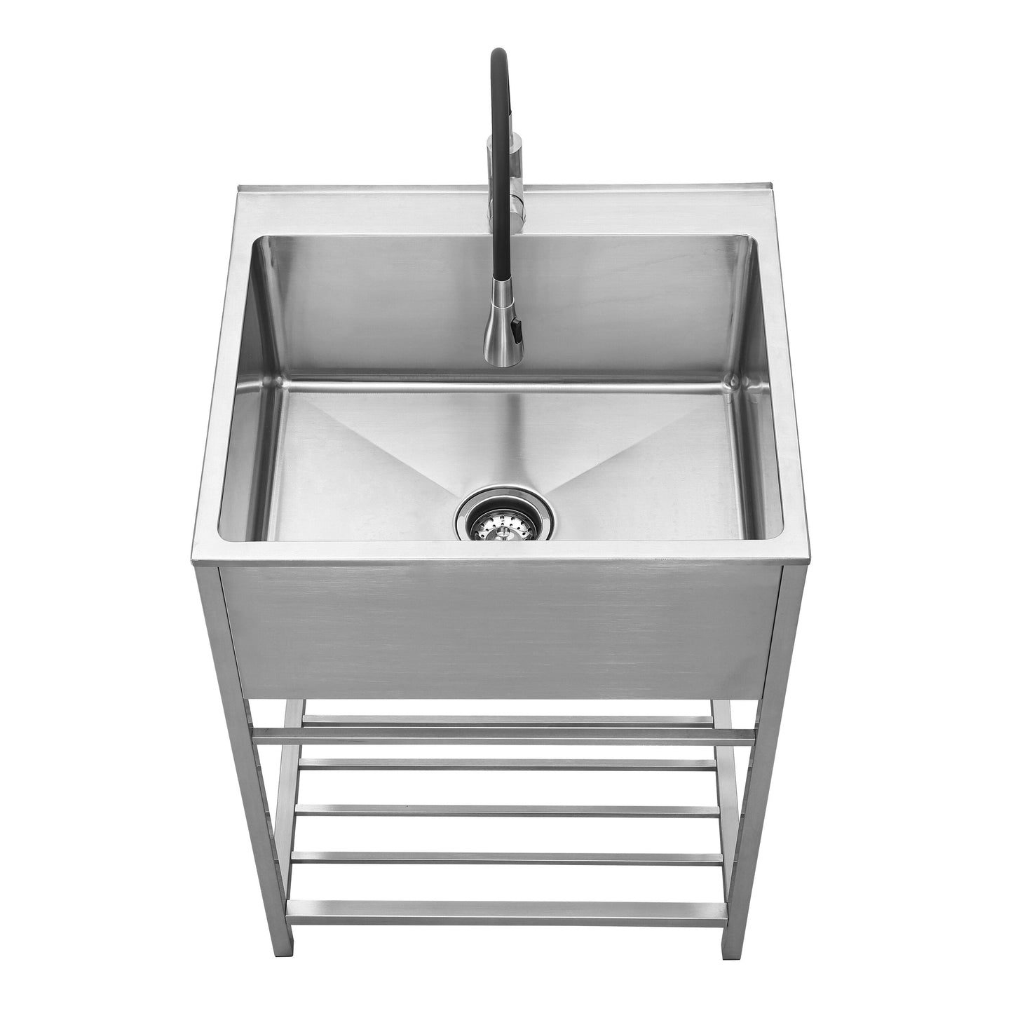 Style Selections Stainless Steel Freestanding Laundry Sink with Faucet - 22x25 Inch