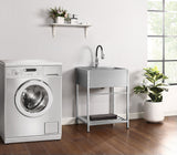 Style Selections Stainless Steel Freestanding Laundry Sink with Faucet - 22x25 Inch