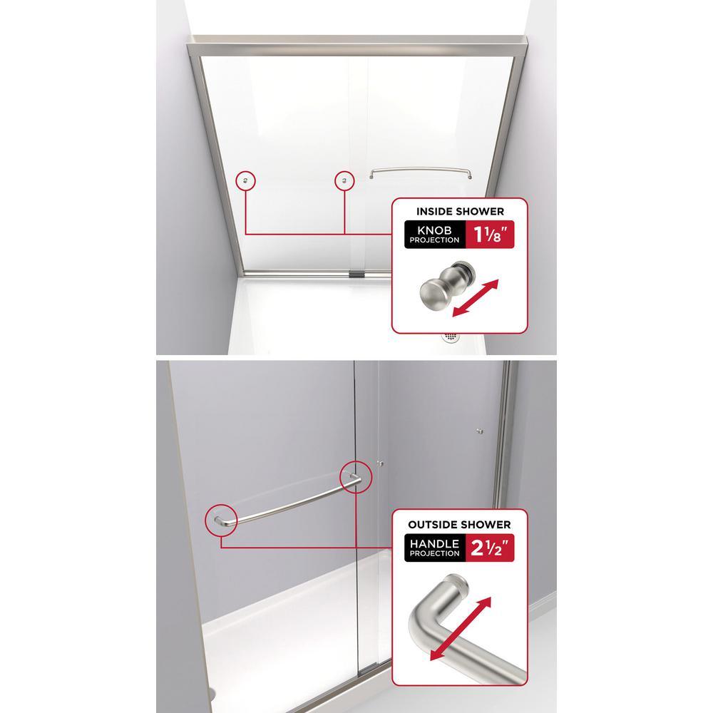 Simplicity 60 x 59-1/4 in. Frameless Mod Soft-Close Sliding Bathtub Door in Chrome with 1/4 in. (6mm) Clear Glass - Super Arbor