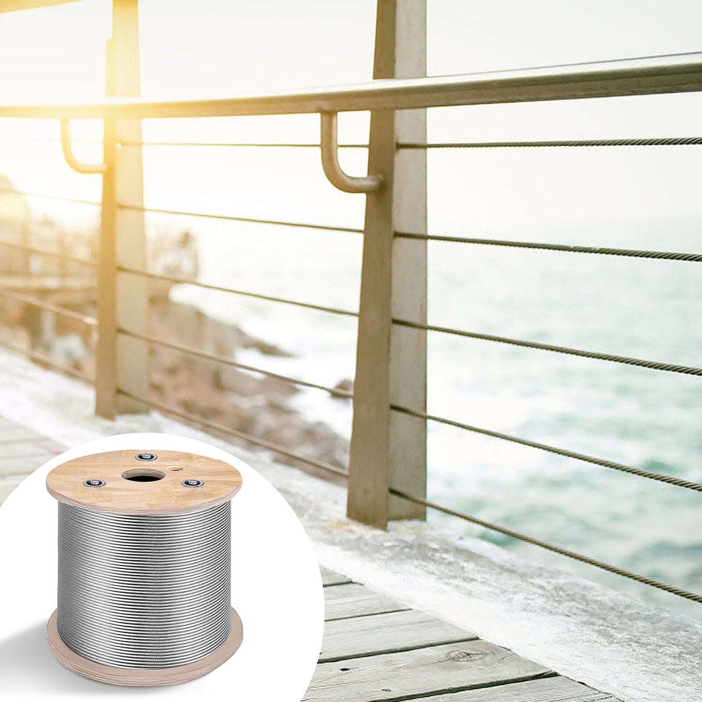 VEVOR 500-ft Silver Stainless Steel Cable