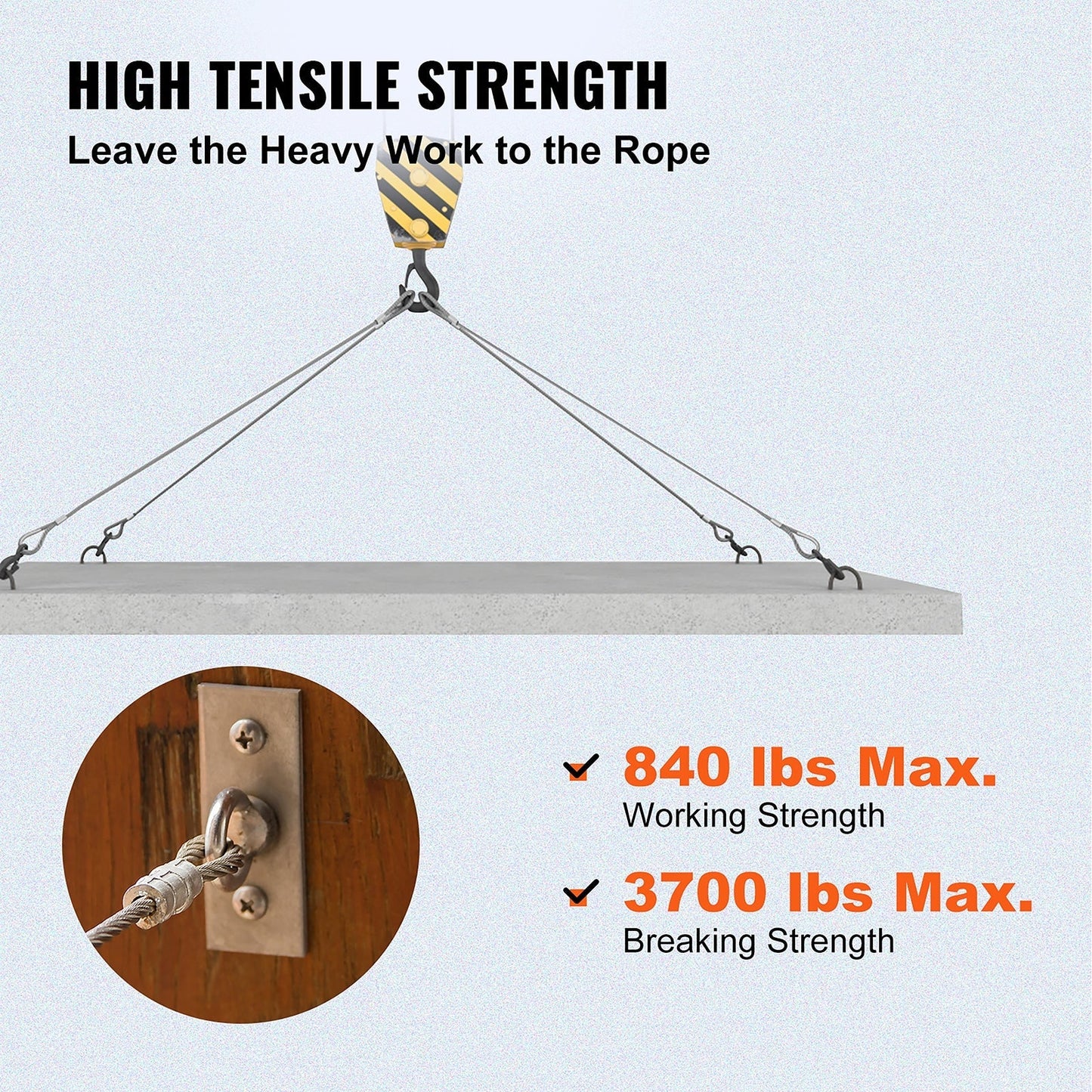 VEVOR 500-ft Silver Stainless Steel Cable