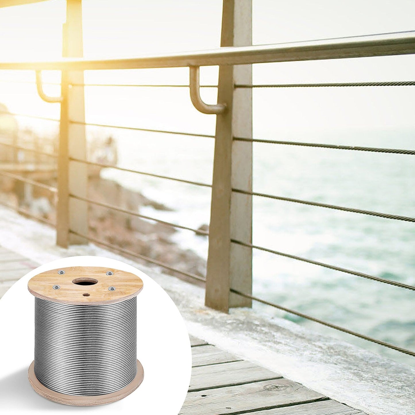VEVOR 500-ft Silver Stainless Steel Cable