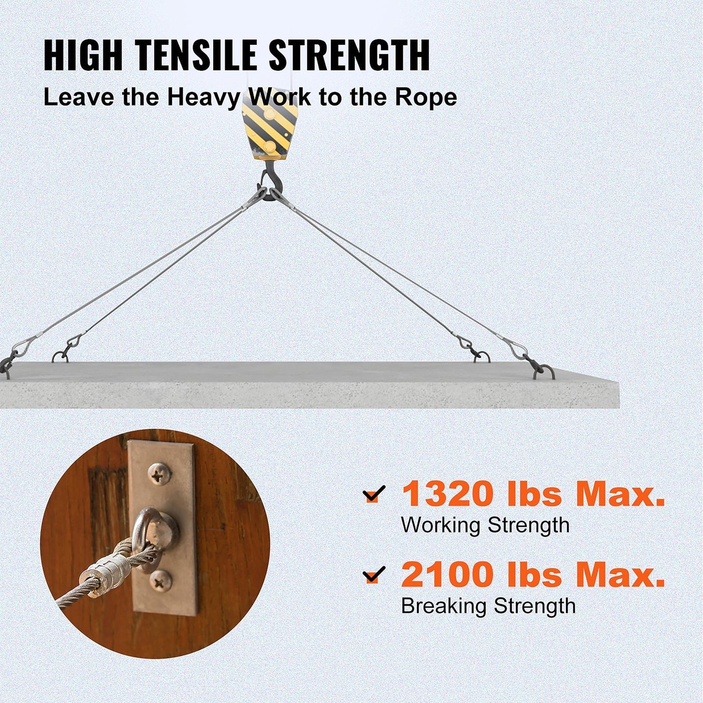 VEVOR 500-ft Silver Stainless Steel Cable