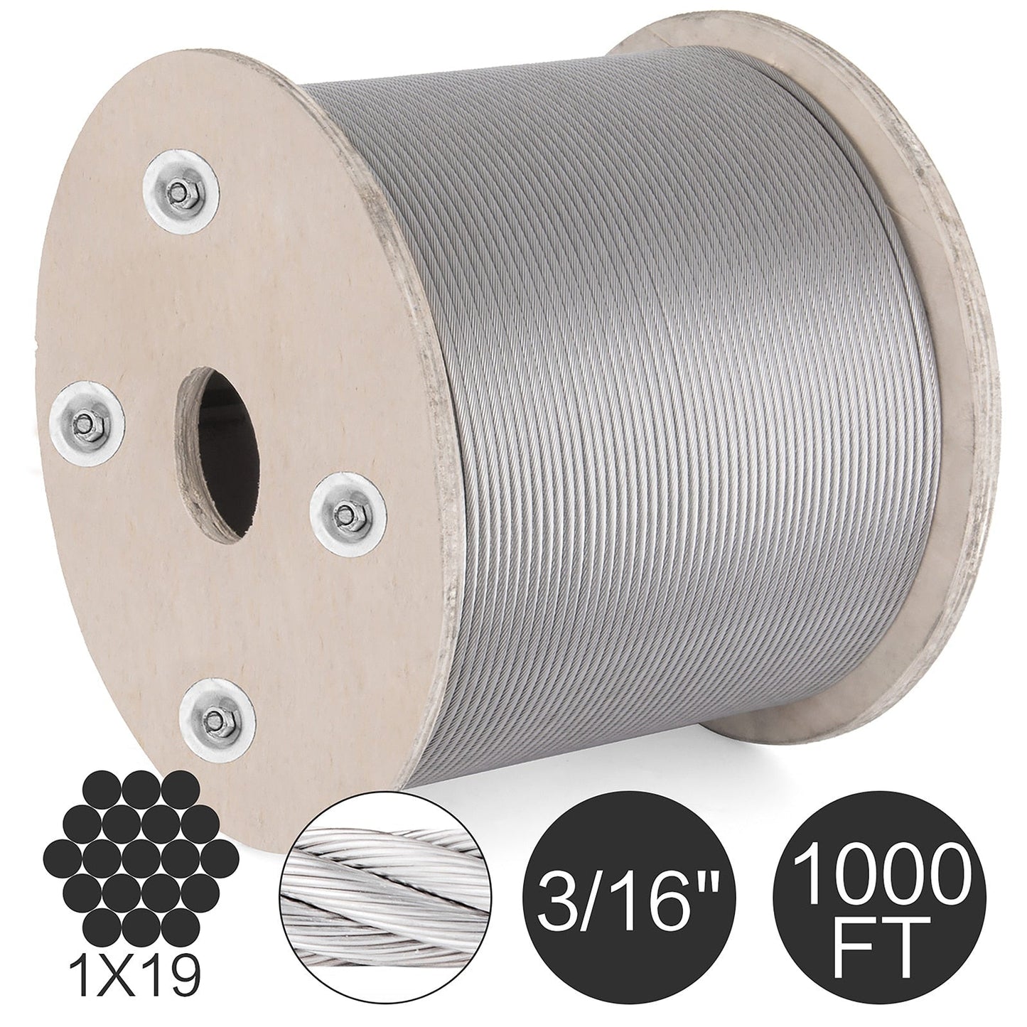 VEVOR 500-ft Silver Stainless Steel Cable