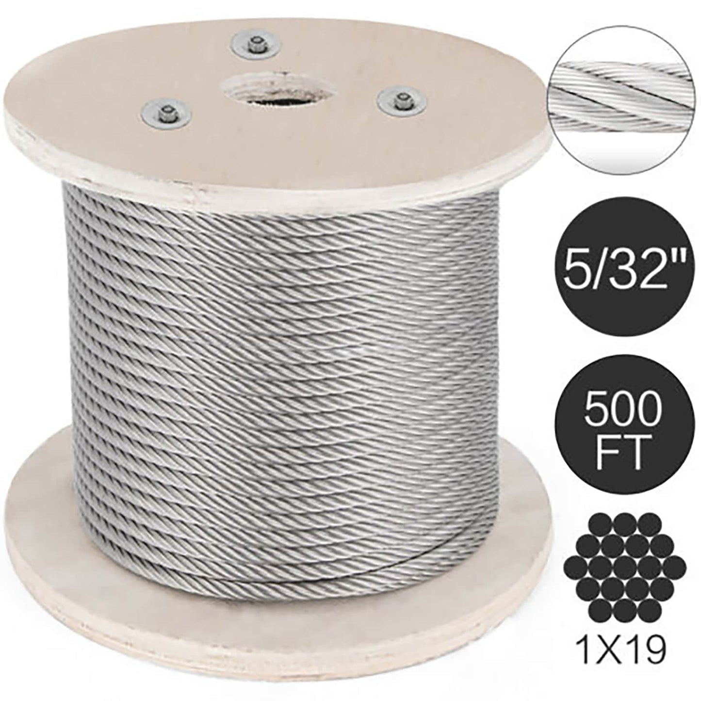 VEVOR 500-ft Silver Stainless Steel Cable