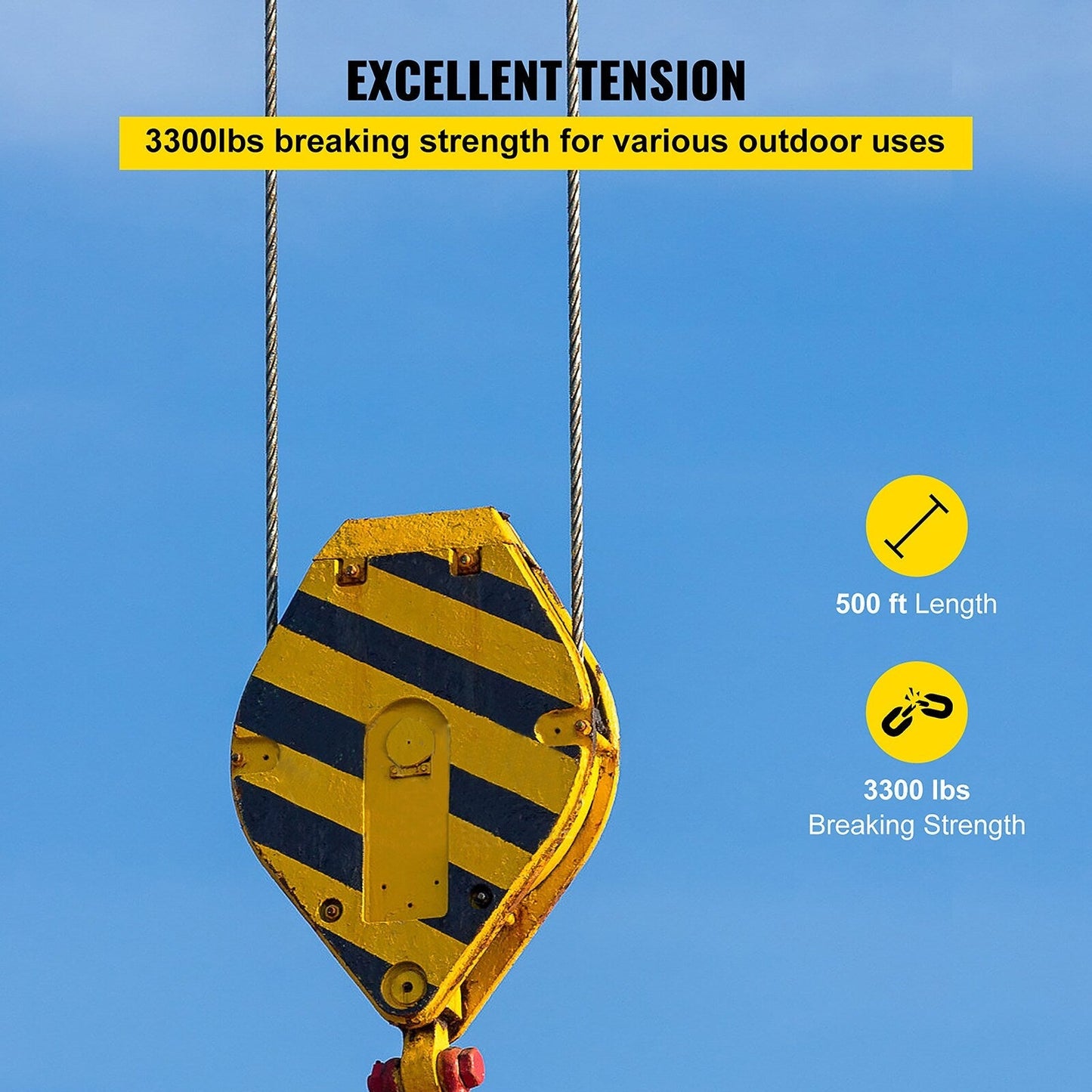 VEVOR 500-ft Silver Stainless Steel Cable